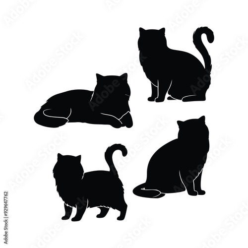 Persian cat silhouette vector template illustration