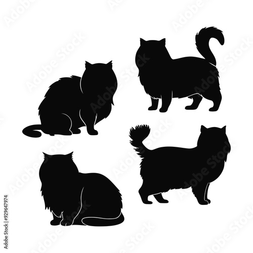 Persian cat silhouette vector template illustration