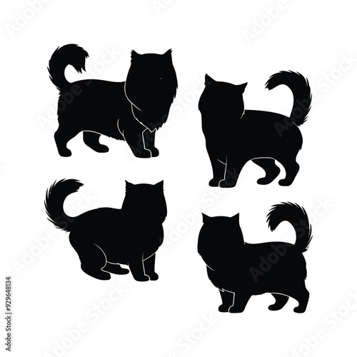 Persian cat silhouette vector template illustration