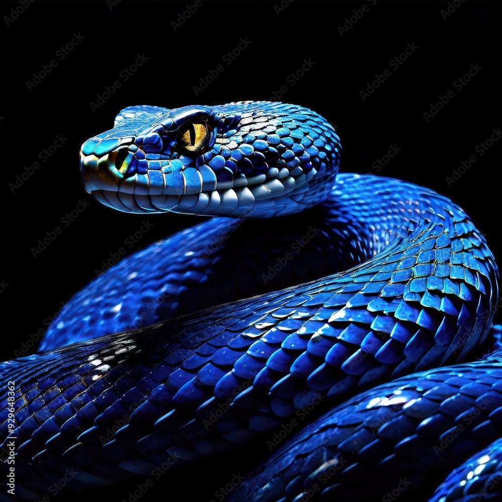 Fototapeta premium the AI Image Generator, blue viper snake on a branch