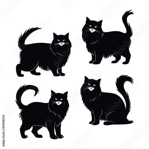 Persian cat silhouette vector template illustration