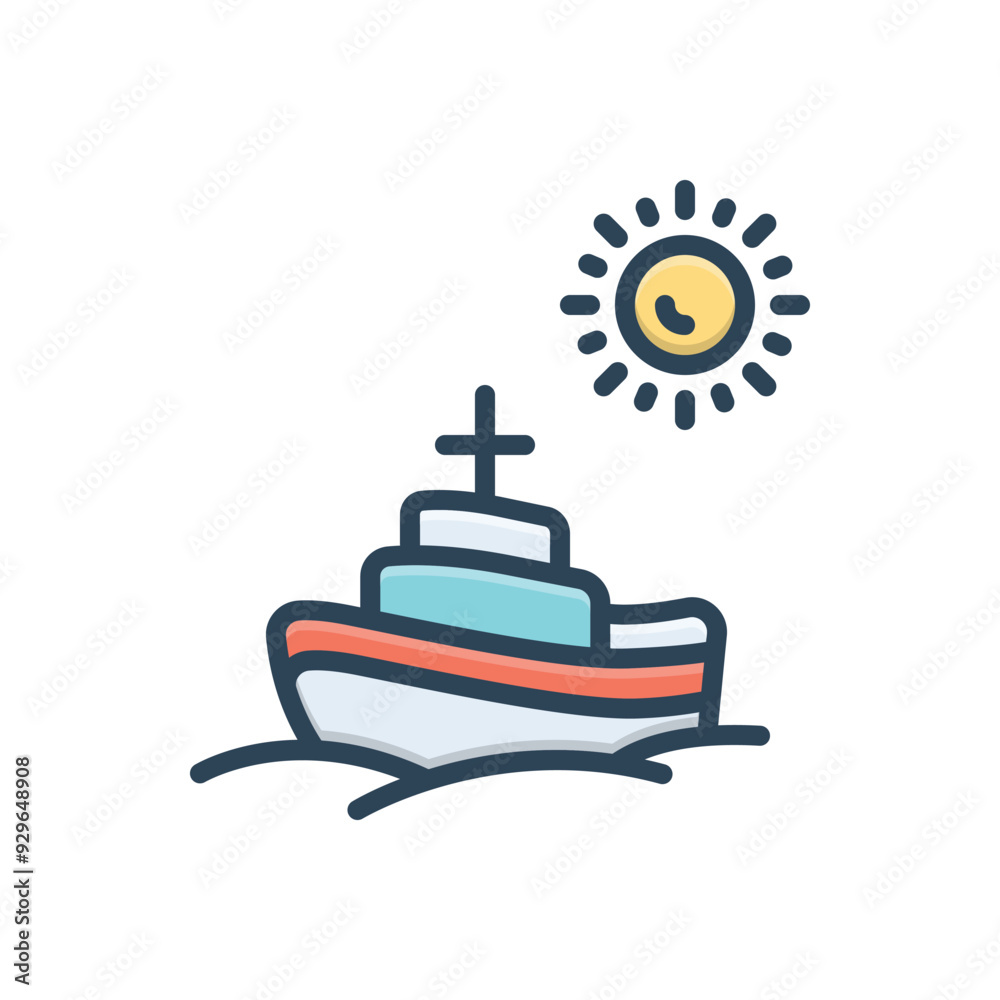Obraz premium Color illustration icon for boat