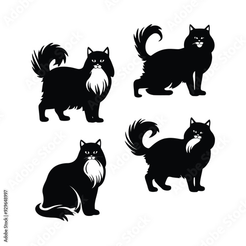 Persian cat silhouette vector template illustration