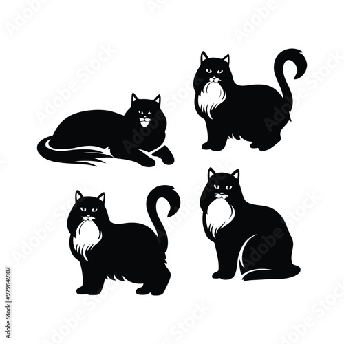 Persian cat silhouette vector template illustration