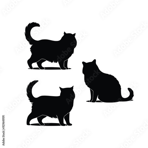 Persian cat silhouette vector template illustration