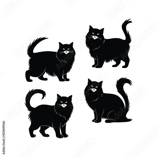 Persian cat silhouette vector template illustration