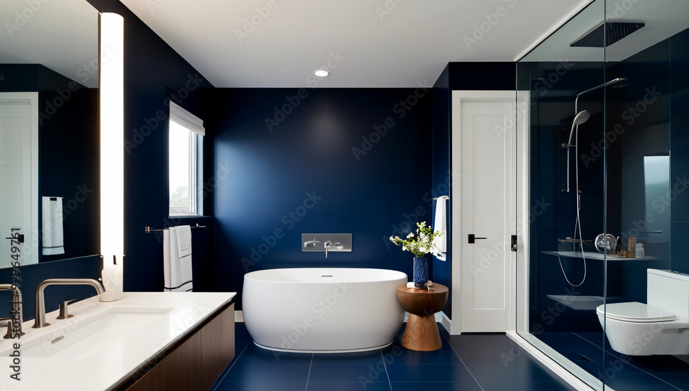 Navy Blue bathroom model, Modern style Navy Blue bathroom model, Modern style