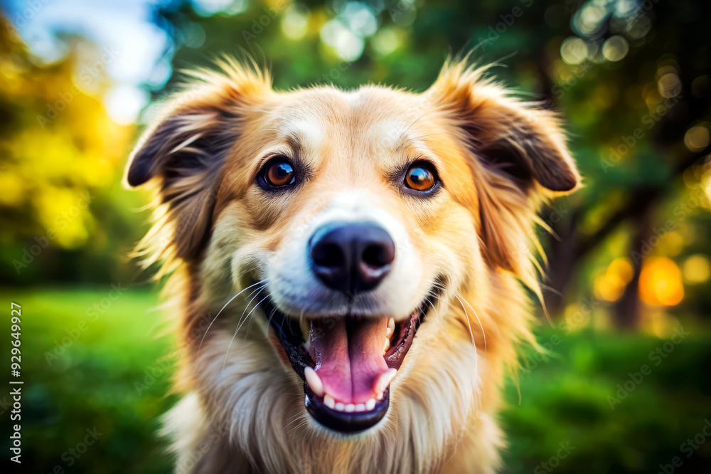 Happy Dog Portrait with Open Mouth and Tongue Out. Happy Dog Portrait with Open Mouth and Tongue Out.