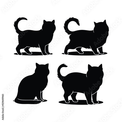 Persian cat silhouette vector template illustration