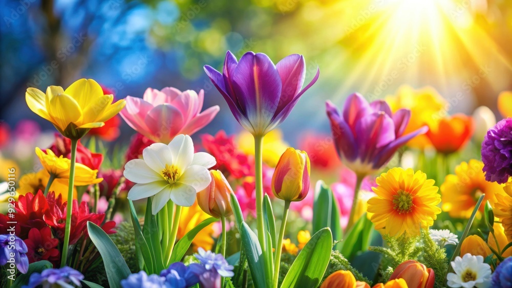 Vibrant spring flowers in full bloom, spring, flowers, vibrant, colorful, nature, blooming, petal, garden, fresh, seasonal Vibrant spring flowers in full bloom, spring, flowers, vibrant, colorful, nature, blooming, petal, garden, fresh, seasonal
