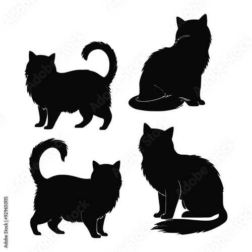Persian cat silhouette vector template illustration