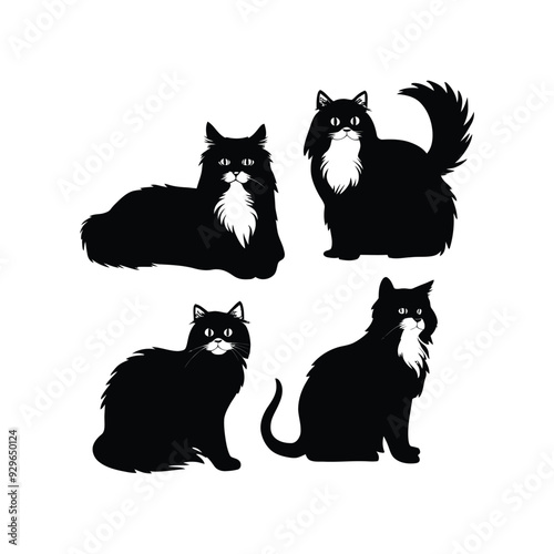 Persian cat silhouette vector template illustration