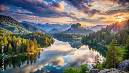 Majestic landscape featuring layers of serenity in a breathtaking natural setting, majestic, landscape, layers, serenity