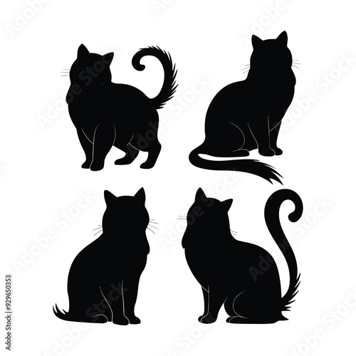 Persian cat silhouette vector template illustration