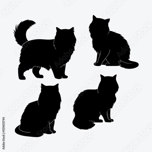 Persian cat silhouette vector template illustration