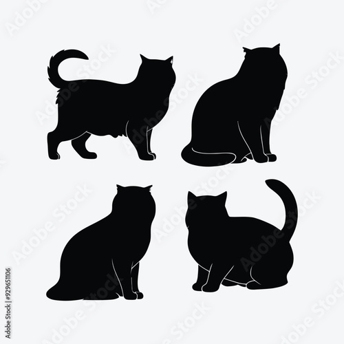 Persian cat silhouette vector template illustration