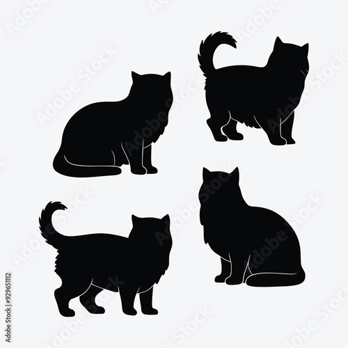 Persian cat silhouette vector template illustration