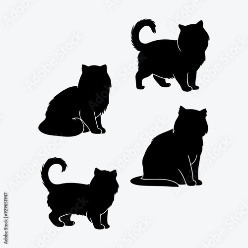 Persian cat silhouette vector template illustration