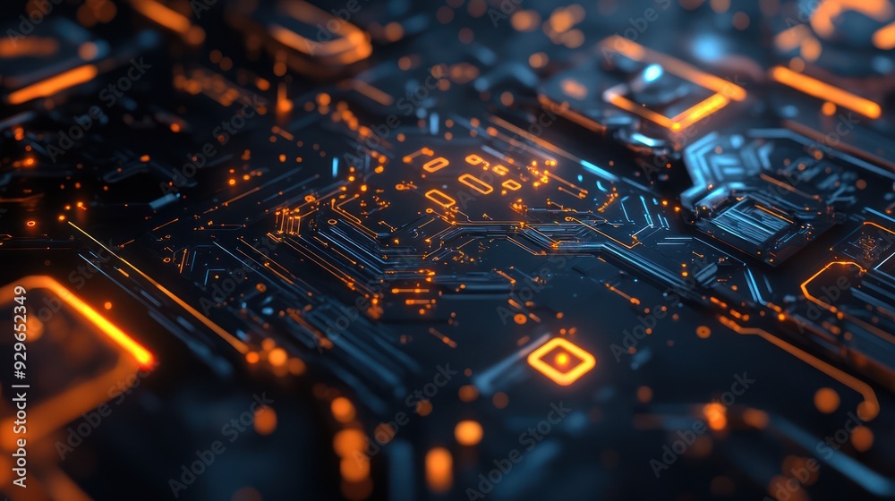 Abstract Circuitry - Glowing Orange Lines Abstract Circuitry - Glowing Orange Lines