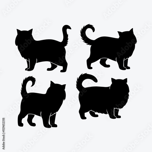 Persian cat silhouette vector template illustration