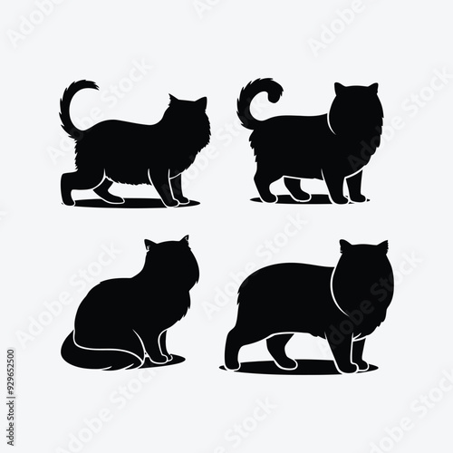 Persian cat silhouette vector template illustration