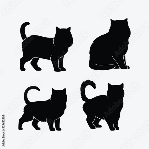 Persian cat silhouette vector template illustration