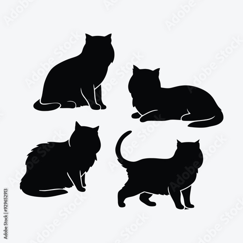 Persian cat silhouette vector template illustration