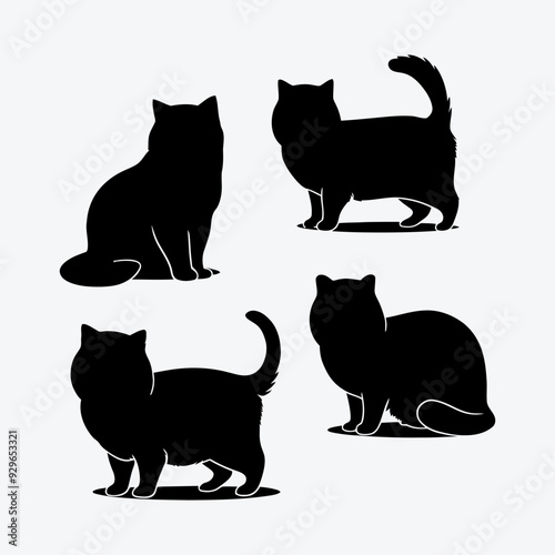 Persian cat silhouette vector template illustration
