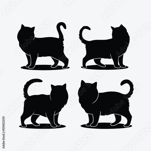 Persian cat silhouette vector template illustration