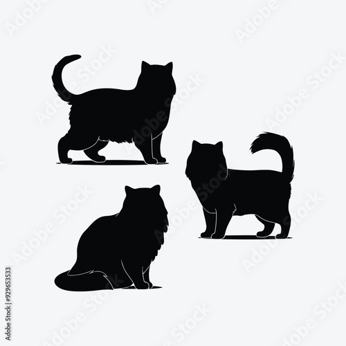 Persian cat silhouette vector template illustration