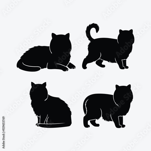 Persian cat silhouette vector template illustration