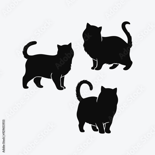 Persian cat silhouette vector template illustration