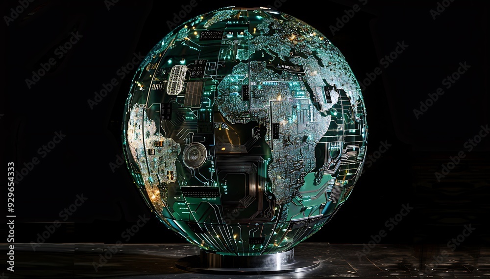 Circuitry Earth Globe: A Futuristic Vision of Global Connectivity Circuitry Earth Globe: A Futuristic Vision of Global Connectivity