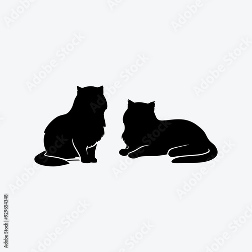Persian cat silhouette vector template illustration