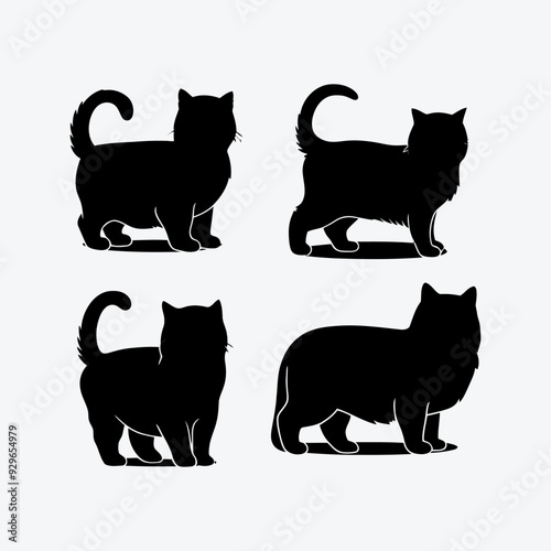 Persian cat silhouette vector template illustration