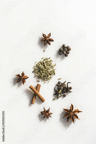 five-spice ingredient on white background
