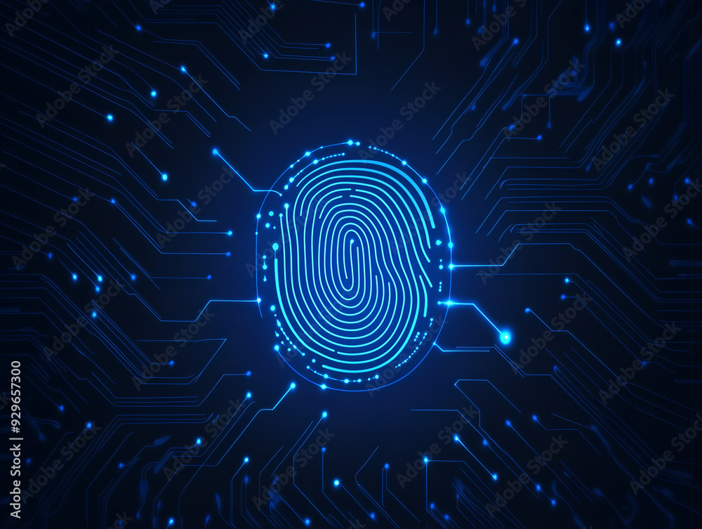 A digital fingerprint, representing advanced fingerprint recognition technology A digital fingerprint, representing advanced fingerprint recognition technology
