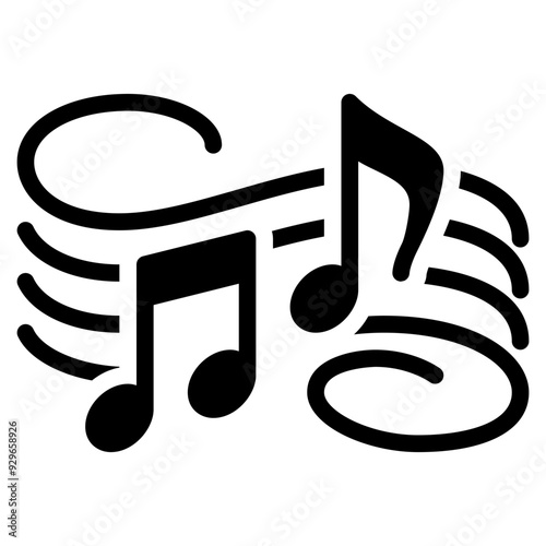 musical note on flow chord solid icon
