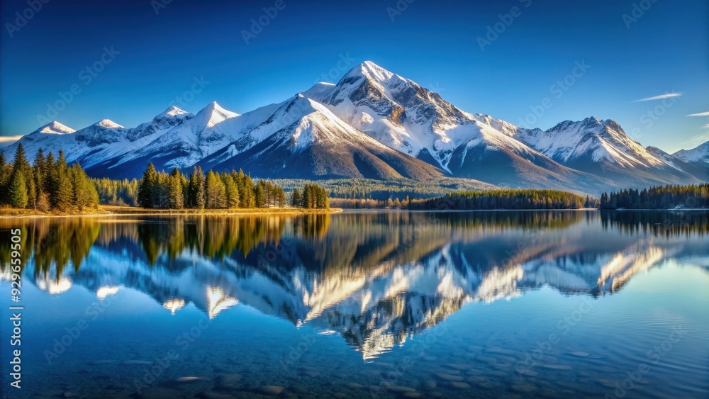 Serenity of a snow-capped mountain reflecting in a crystal clear lake , nature, landscape, rocks, water, reflection Serenity of a snow-capped mountain reflecting in a crystal clear lake , nature, landscape, rocks, water, reflection