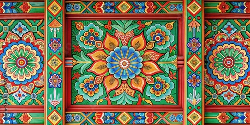 Traditional Korean patterns with vibrant colors and intricate designs, korean, traditional, pattern, design, colorful