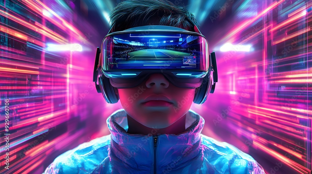 VR Gaming Futuristic Neon Lights Metaverse Experience VR Gaming Futuristic Neon Lights Metaverse Experience
