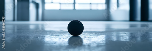 Hockey puck positioned on ice rink photo