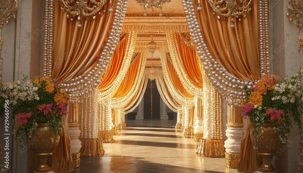 Golden Decorated Hallway. Golden Decorated Hallway.