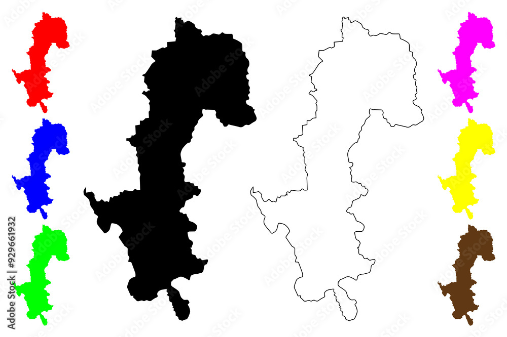 Obraz premium Mae Hong Son Province (Kingdom of Thailand, Siam, Provinces of Thailand) map vector illustration, scribble sketch Mae Rong Son map