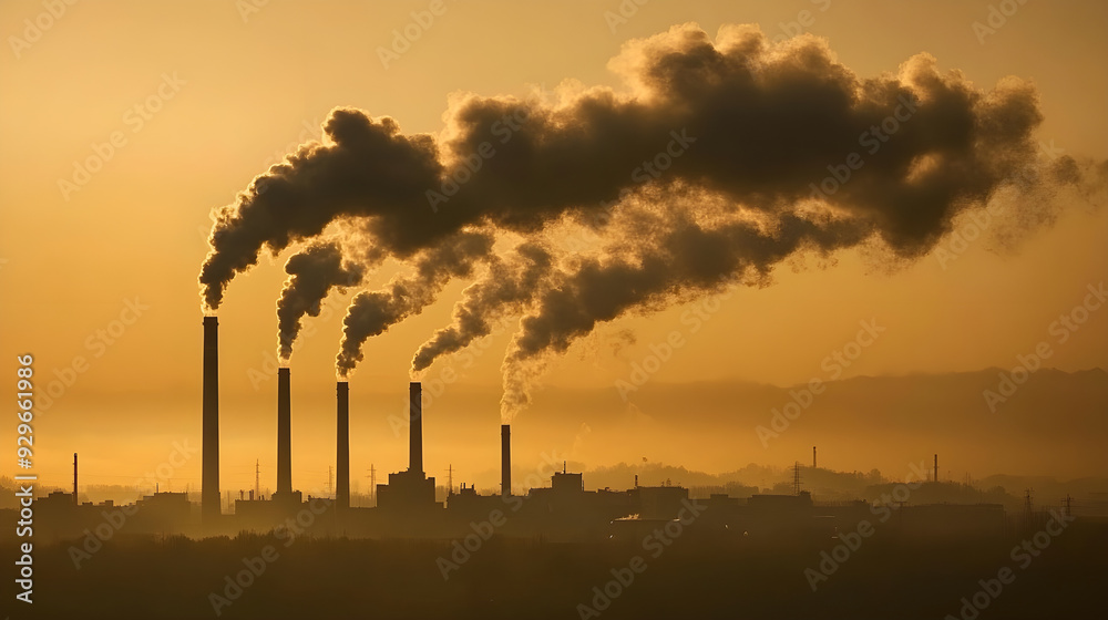 A large industrial plant is emitting smoke into the sky A large industrial plant is emitting smoke into the sky