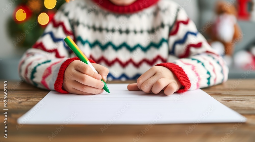 Christmas Gift with a Note: Writing a Holiday Wishlist by the Tree, Surrounded by Lights and Winter Decor, Embracing the Tradition and Joy of the Season Christmas Gift with a Note: Writing a Holiday Wishlist by the Tree, Surrounded by Lights and Winter Decor, Embracing the Tradition and Joy of the Season