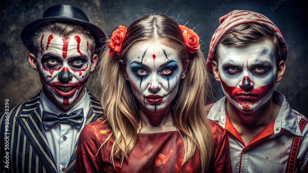 Creative Halloween costumes with a horror twist, no text, no logo Creative Halloween costumes with a horror twist, no text, no logo