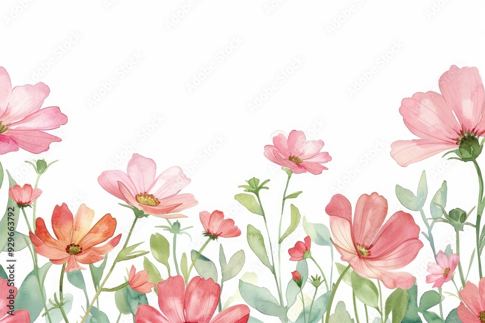 A vibrant watercolor illustration of pink flowers blooming, perfect for spring-themed designs and nature-inspired projects. A vibrant watercolor illustration of pink flowers blooming, perfect for spring-themed designs and nature-inspired projects.