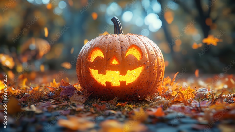 A virtual pumpkin carving contest in a video game, with health-themed rewards, 3D illustration