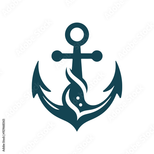 Anchor icon, Ship Anchor logo, anchor silhouette, Nautical symbol, vector illustration, organic shape, silhouette